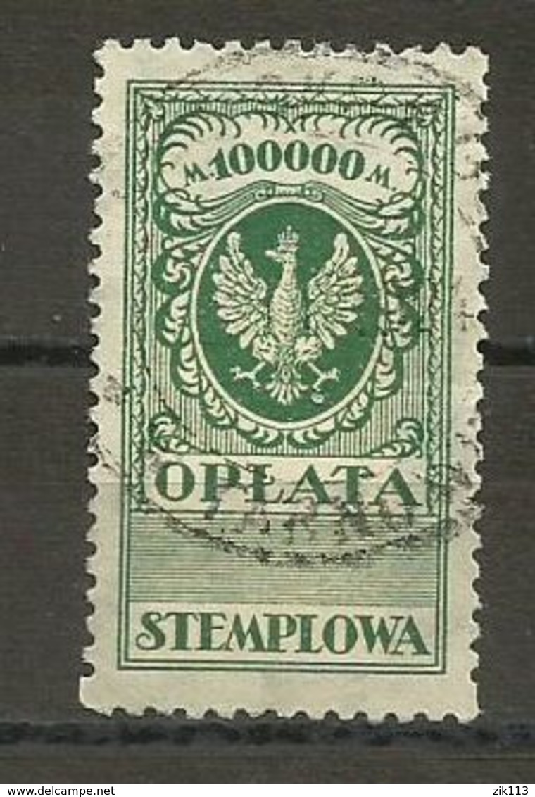 Poland, Polen 1924 - Stamp Fee, Stempelgebuhr, 100000 Mark, Revenue - Revenue Stamps