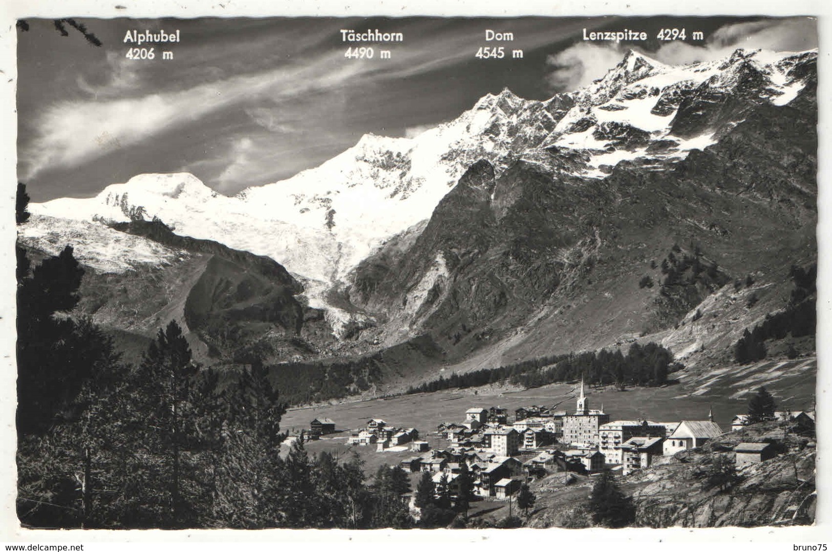 SAAS-FEE Gegen Fee-Gletscher, Alphubel, Täschhorn, Dom U. Südlenz - 1959 - Täsch