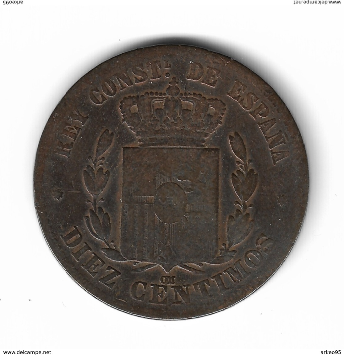 10 Centimes D'Alphonse XII En Bronze 1877 - First Minting