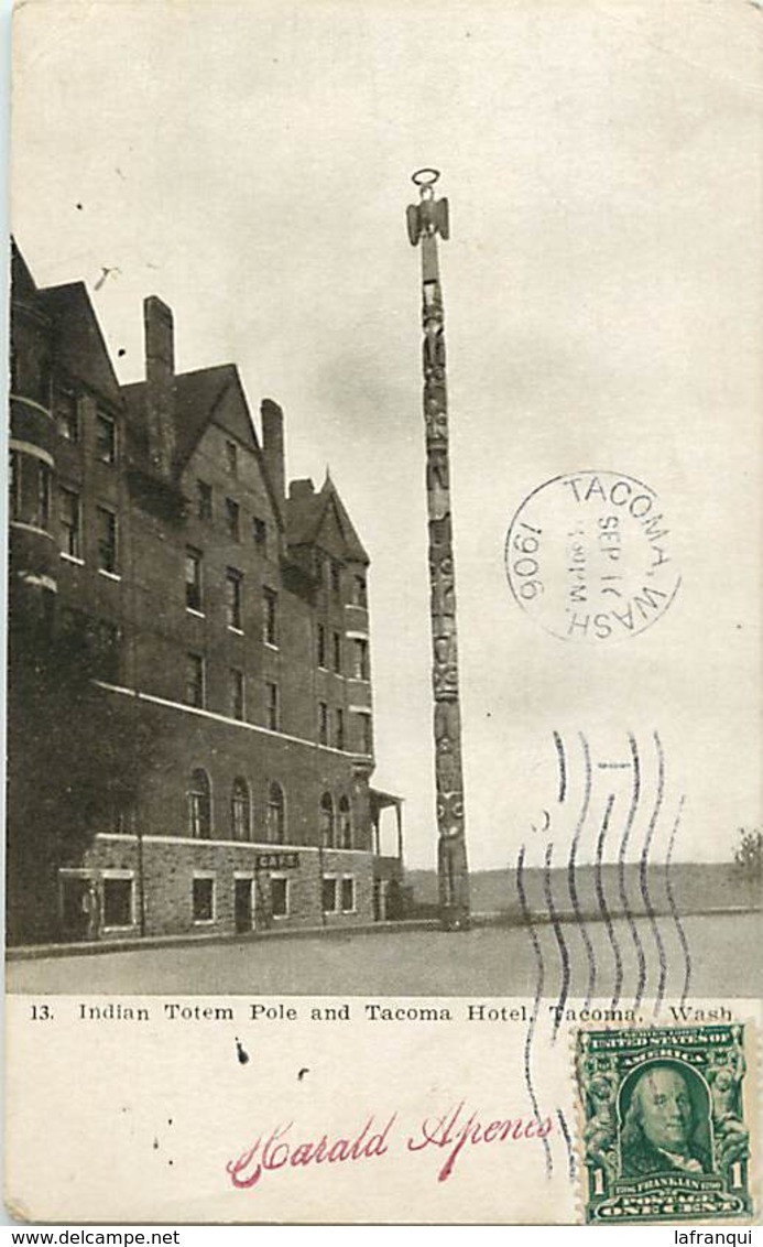 Pays Div-ref W577- Etats Unis D Amerique -usa -united States - Indian Totem Pole And Tacoma Hotel - Tacoma  - - Tacoma