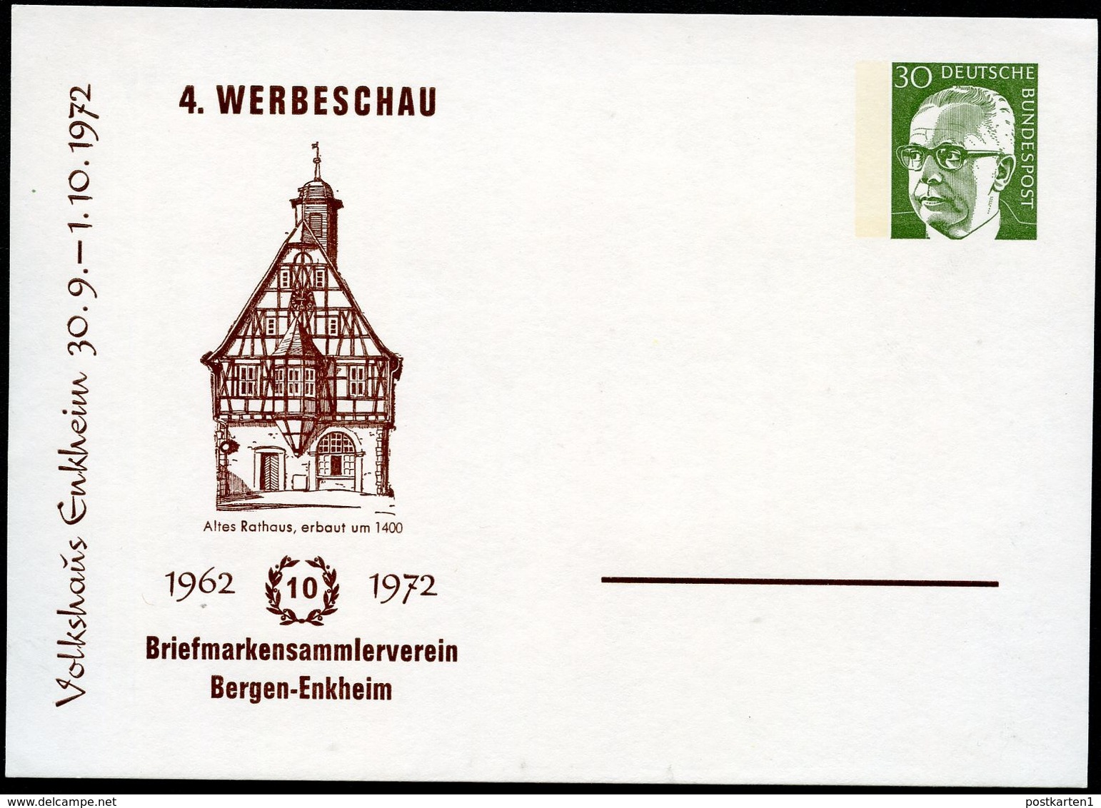 Bund PP46 D2/002 RATHAUS BERGEN-ENKHEIM FRANKFURT 1400  1972  NGK 4,00 € - Privatpostkarten - Ungebraucht