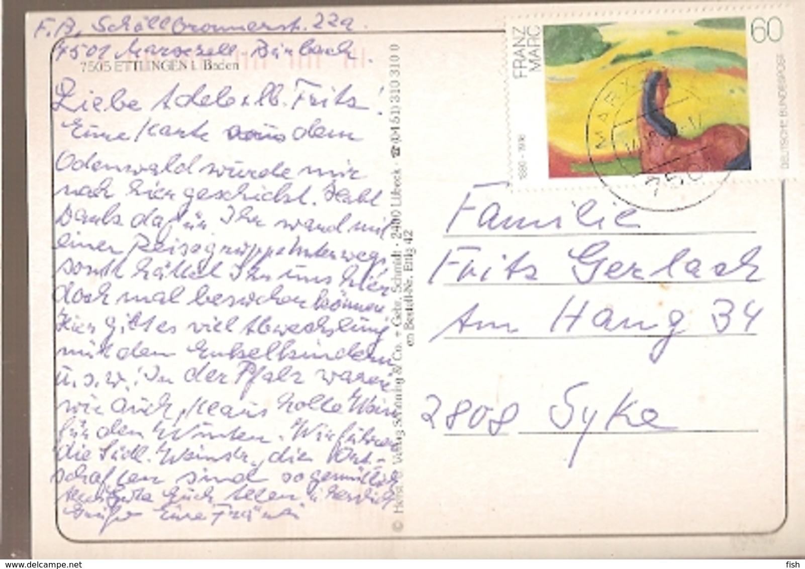 Germany & Circulated, Festspielstadt Aus Der Ettlingen, Marxzell To  Syke 1992 (7505) - Ettlingen