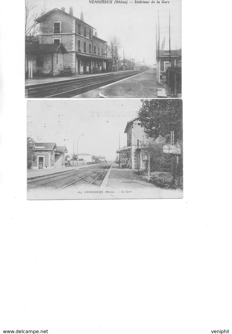 VENISSIEUX - 2 CARTES DIFFERENTES  -  LA GARE - ANNEE 1908 ET 1936 - Vénissieux