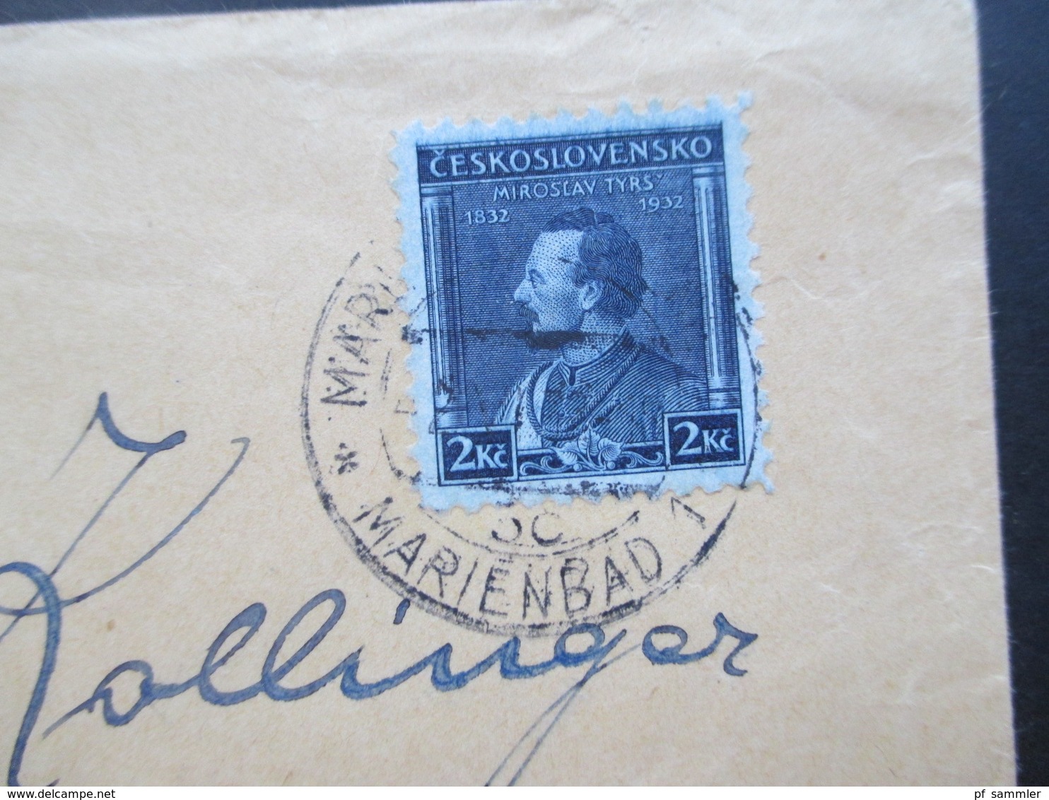 CSSR Böhmen 1933 Beleg Mit Michel Nr. 316 EF Nach Cham Zweisprachiger Stempel Marienburg Mit Ak Stempel - Briefe U. Dokumente