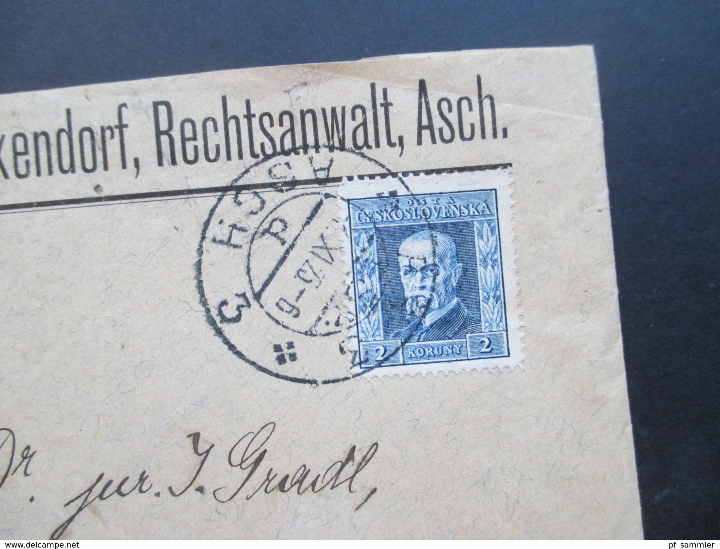 CSSR / Sudetenland 1925 Beleg Rechtsanwalt Josef Benkendorf Asch Zweisprachiger Stempel Asch Nach Cham Mit Ak Stempel - Lettres & Documents