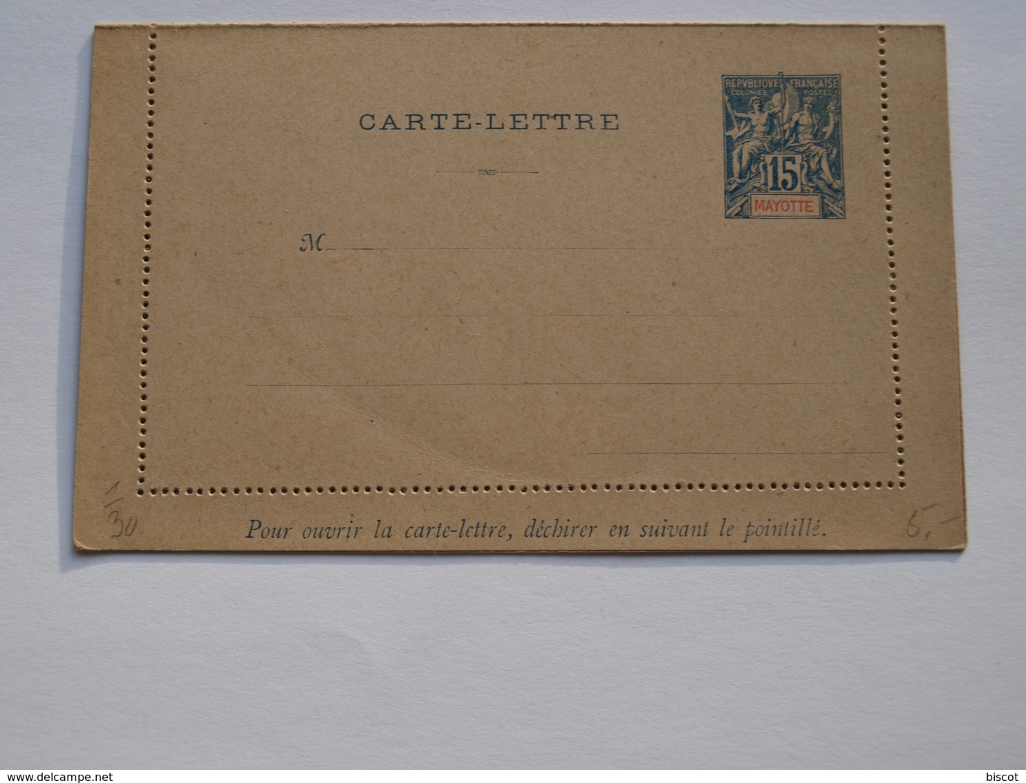 Entier Postal Mayotte Carte Lettre 15c - Postwaardestukken & PAP