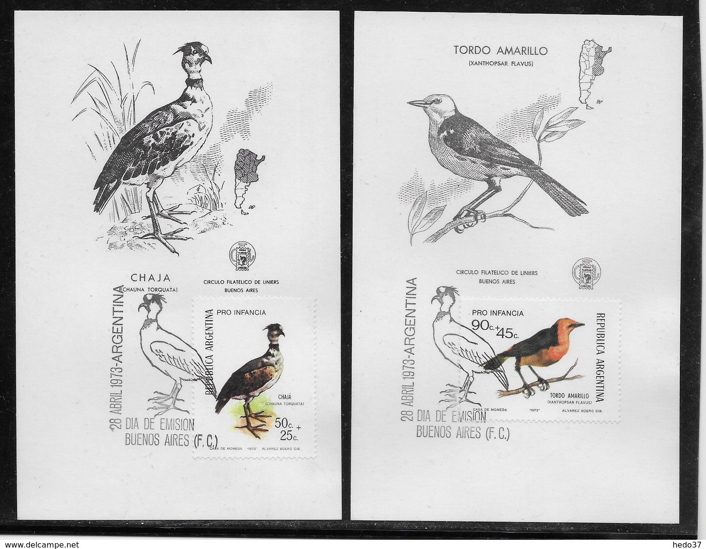 Argentine N°941/942 - Oiseaux - Carte Maximum - TB - Covers & Documents