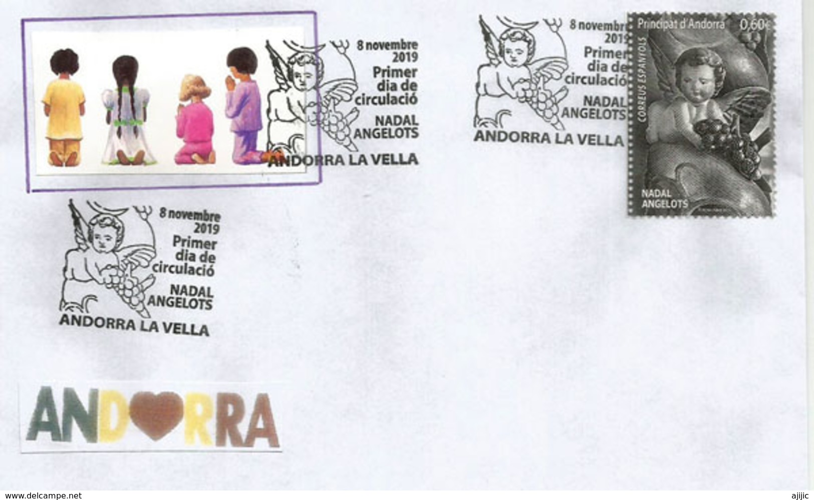 ANDORRA. Le Chérubin (el Querubín). Noël 2019 (correus Espanyoles), FDC - Covers & Documents