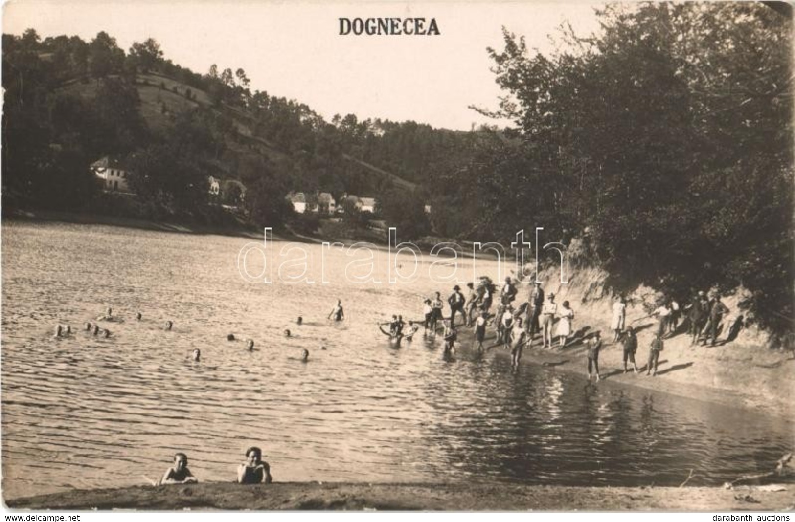 * T2 1929 Dognácska, Dognatschka, Dognecea; Fürdőzők A Bányatóban / Bathing People In The Quarry Lake. Photo - Ohne Zuordnung