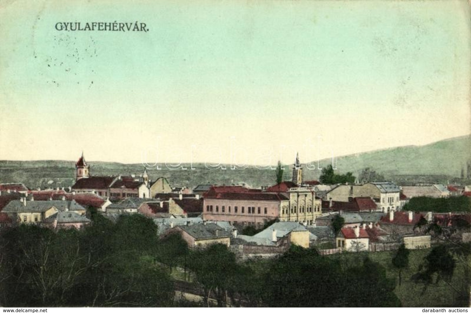 T3/T4 1915 Gyulafehérvár, Karlsburg, Alba Iulia; Látkép Templomokkal / General View With Churches (ázott Sarkak / Wet Co - Unclassified