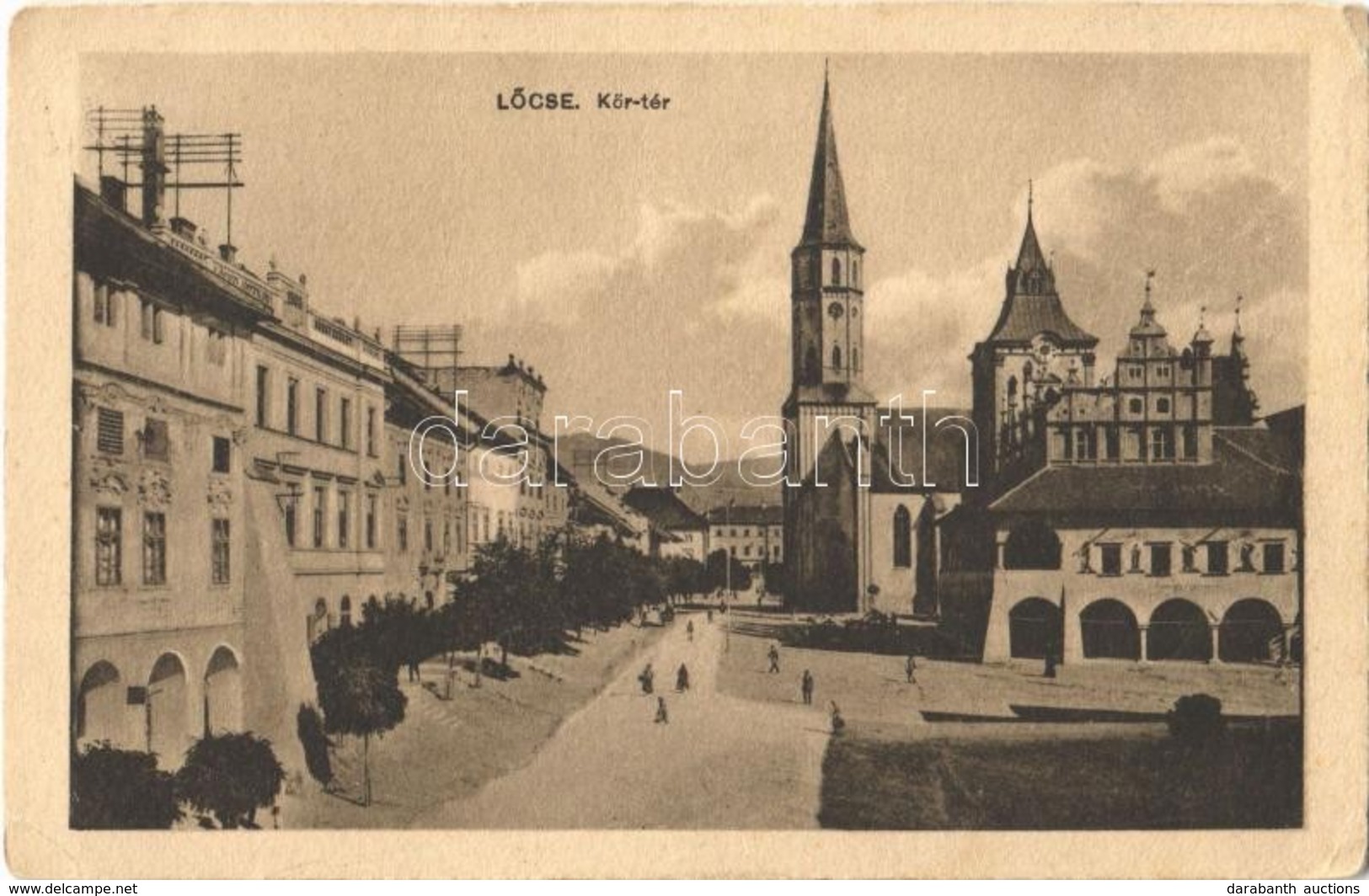 T2/T3 1917 Lőcse, Levoca; Körtér, Városháza, Lőcsei Jótékony Nőegyesület, Templom. Singer Kiadása / Market Square, Town  - Unclassified