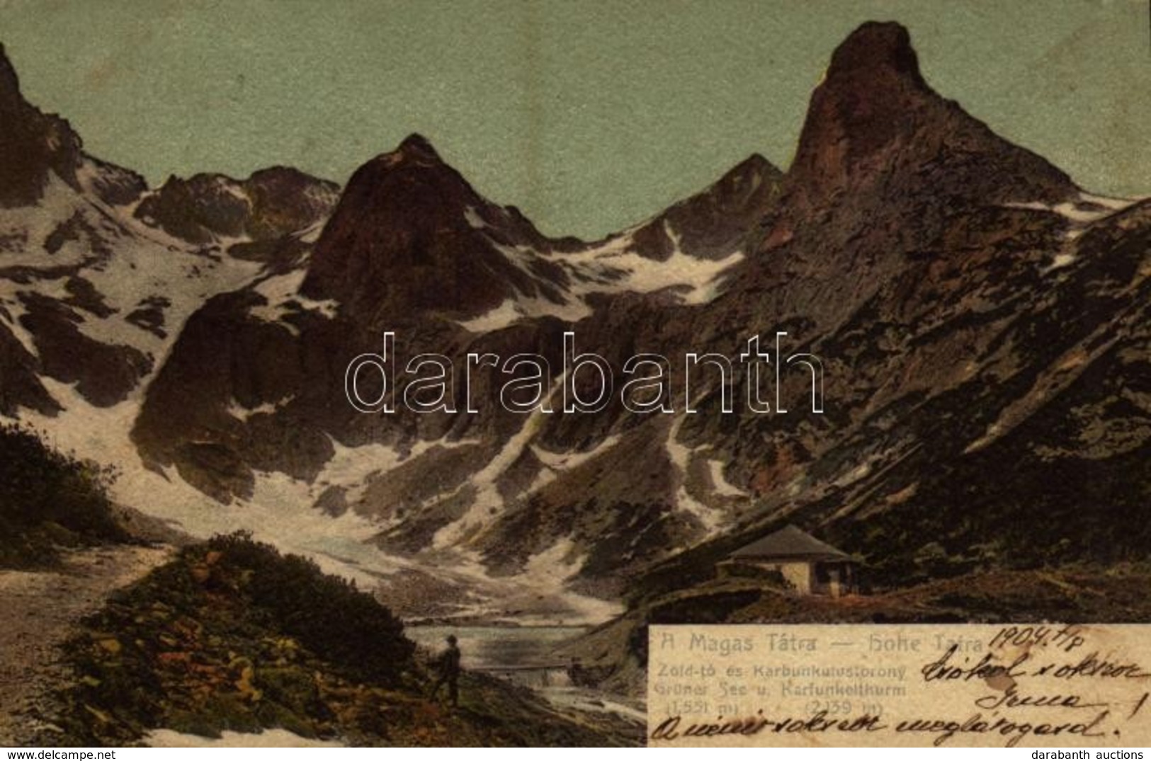 T2/T3 1904 Tátra, Magas Tátra, Vysoké Tatry; Zöld-tó és Karbunkulus-torony. F. Pietschmann 931. / Grüner See U. Karfunke - Unclassified