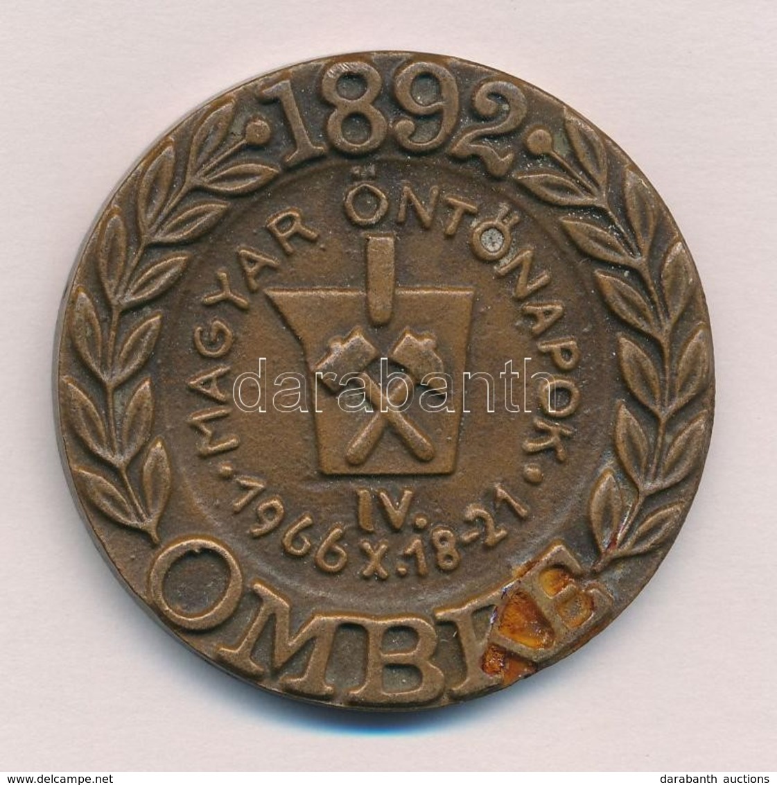 1966. 'OMBKE (Országos Magyar Bányászati és Kohászati Egyesület) - Magyar Öntőnapok' Br Emlékérem (49mm) T:1-,2 Oxidáció - Unclassified