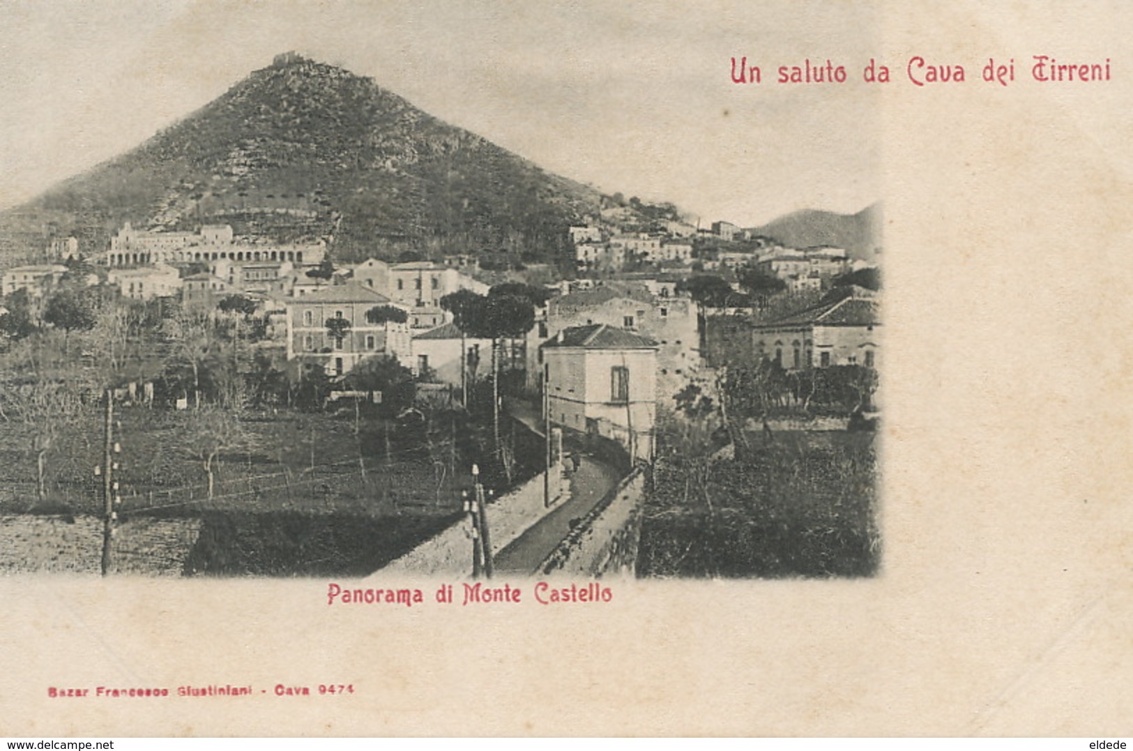 Saluto Da Cava Dei Tirreni  . Panorama Di Monte Castello.  Undivided Back.  Giustinlani - Cava De' Tirreni