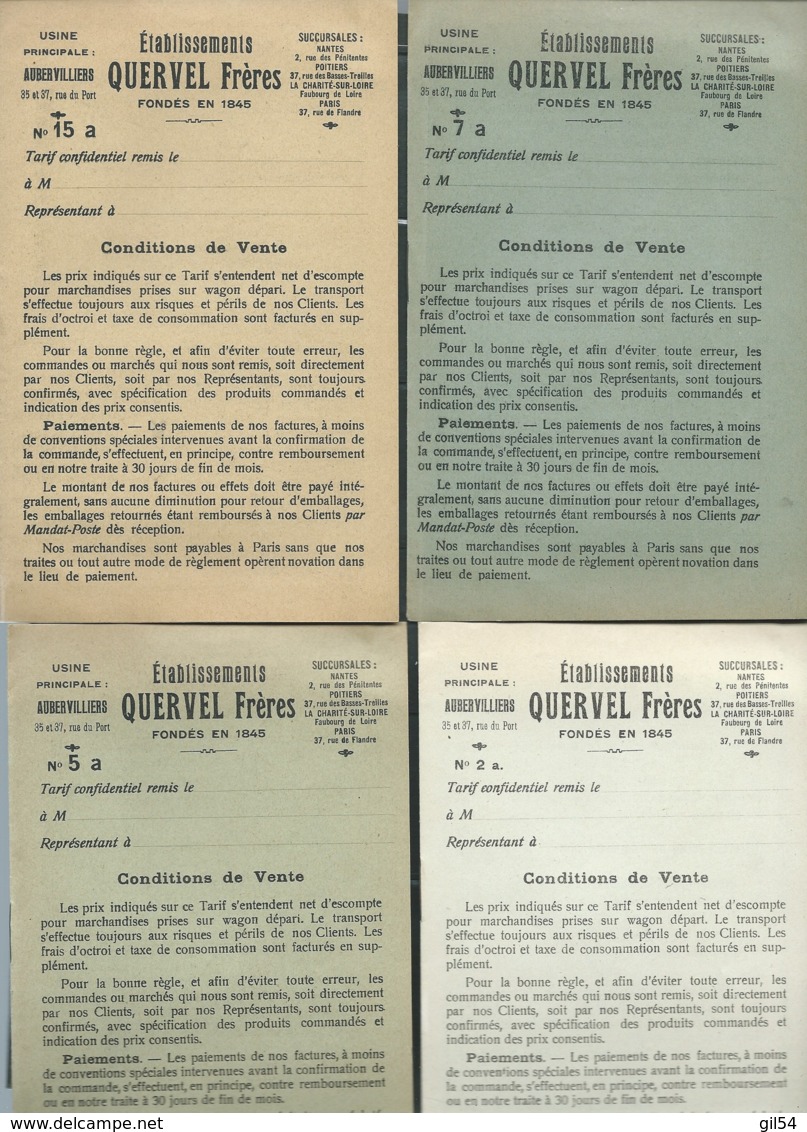 Important Mailing Quervel Frères , Aubervilliers, , Lubrifiants , Tarifs  En 1919   - Bpho2804 - Cars