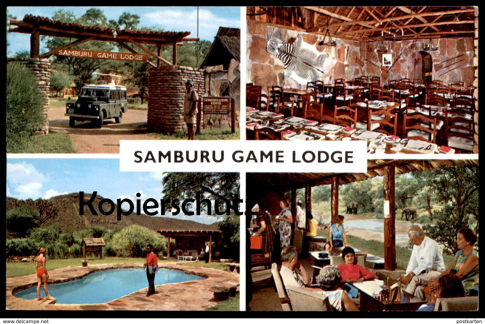 ÄLTERE POSTKARTE KENIA SAMBURU GAME LODGE ZEBRA FELL Kenya East Africa Afrika Postcard Cpa AK Ansichtskarte - Zèbres