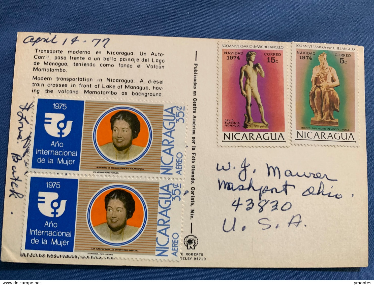 Postcard Circulated Nicaragua 1979 , Diesel Train In Front Of Managua Lake - Nicaragua