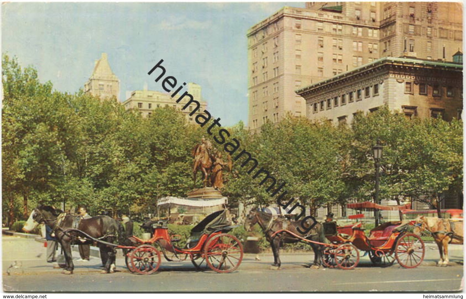 New York City - Horse-Drawn Carriages On 59th Street Gel. 1961 - Transportes