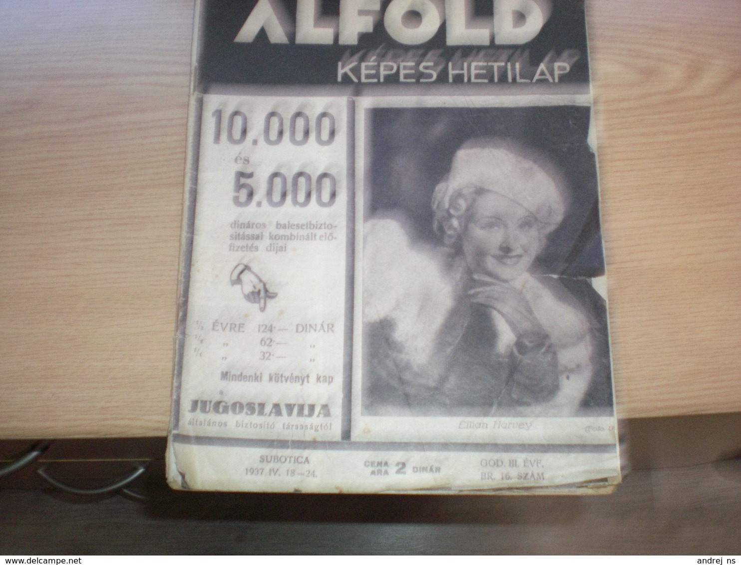 Alfold Kepes Hetilap Subotica 1937 Szabadka  Lilian Harvey - Moda