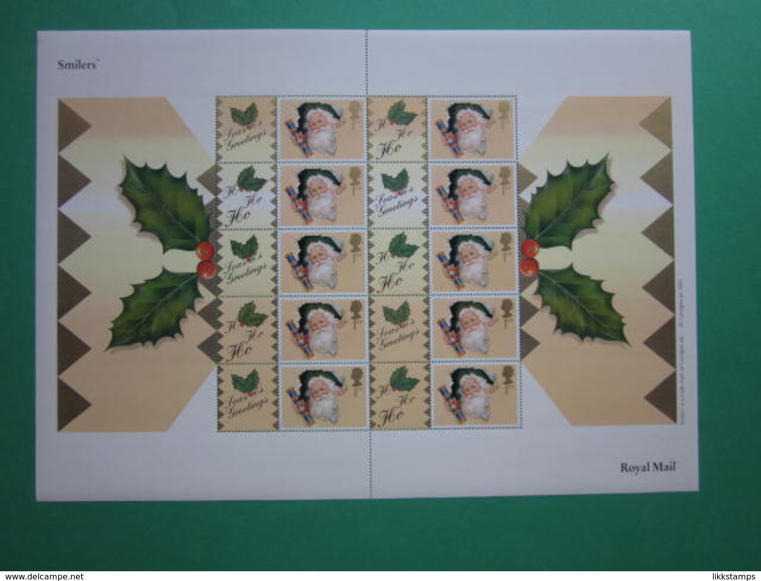 2001 ROYAL MAIL GENERIC SMILERS SANTA SHEET ISSUED FOR CHRISTMAS 2001. #SS0007 - Timbres Personnalisés