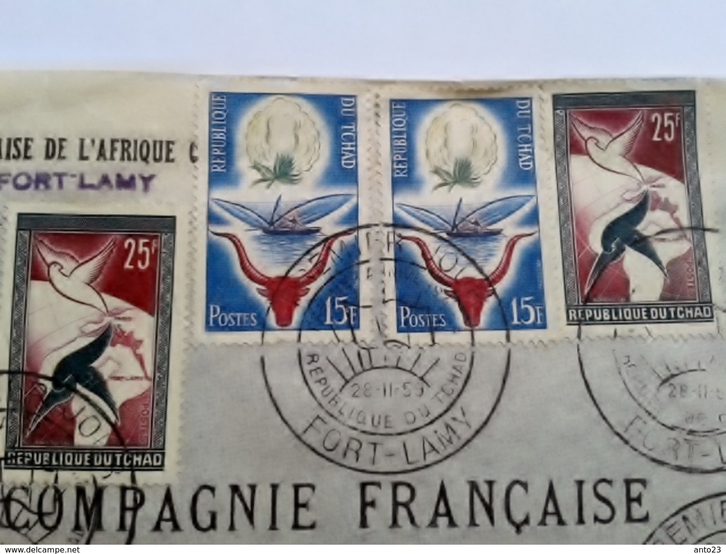 Lettre Compagnie Française De L Afrique Occidentale Comptoir De Fort Lamy Premier Jour Anniversaire Republique Du Tchad - Covers & Documents