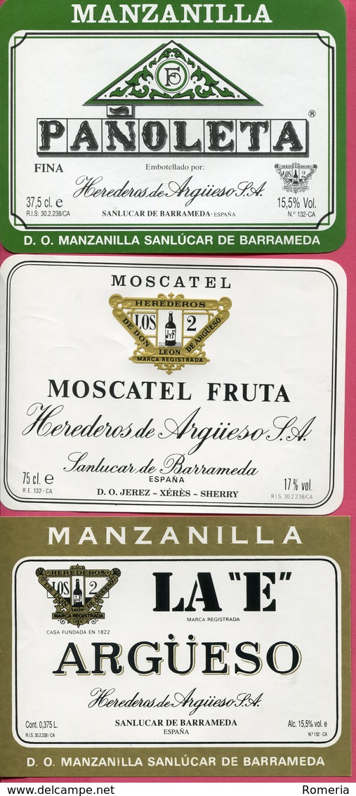 1614 - Espagne - Andalousie - Lot 28 étiquettes Bodegas Argüeso - Sanlucar De Barrameda - Autres & Non Classés
