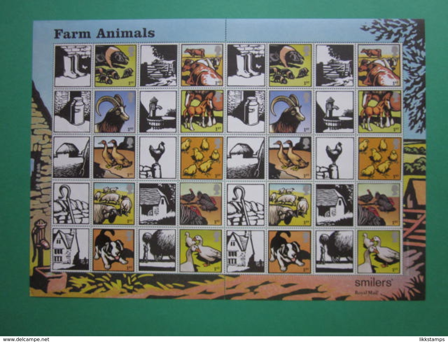 2005 ROYAL MAIL FARM ANIMALS GENERIC SMILERS SHEET. #SS0023 - Smilers Sheets