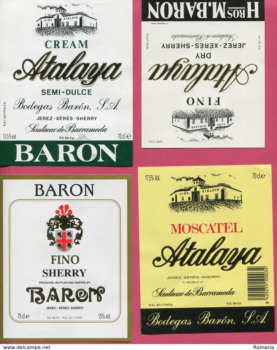 1616 - Espagne - Andalousie - Lot 56 étiquettes Bodegas Barón - Sanlucar de Barrameda