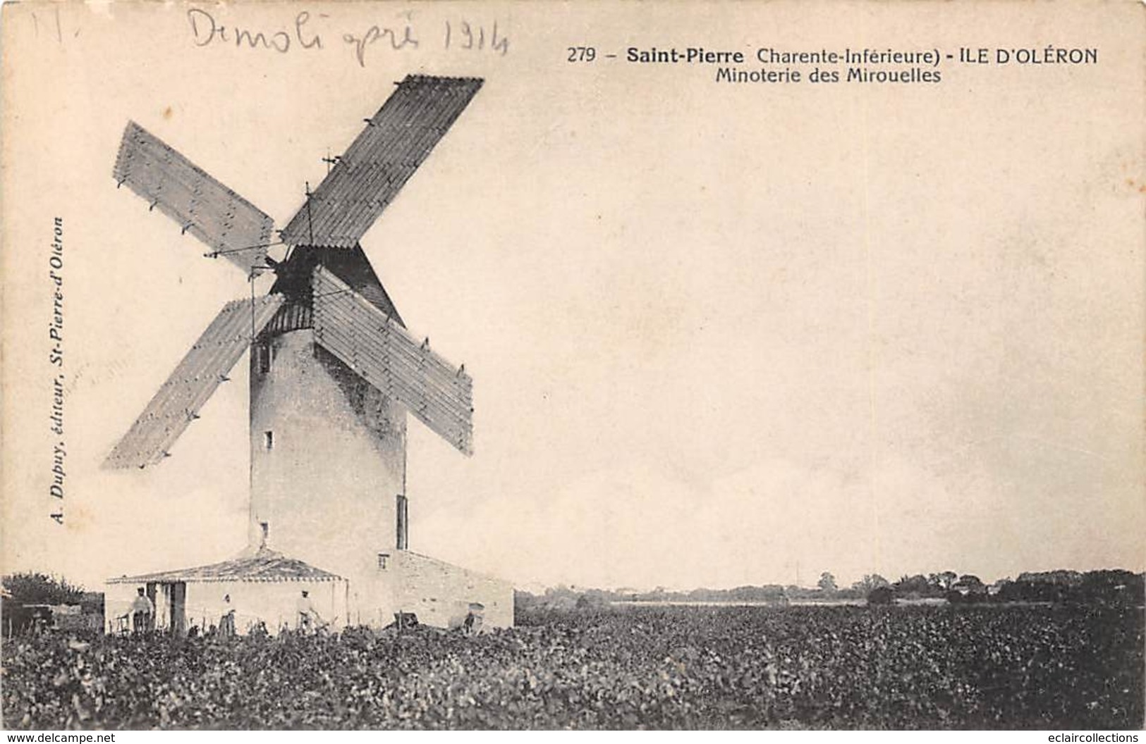 Ile D'Oléron  St Pierre D'Oléron     17   Minoterie Des Mirouelles  Moulin A Vent   Détruit         (voir Scan) - Saint-Pierre-d'Oleron