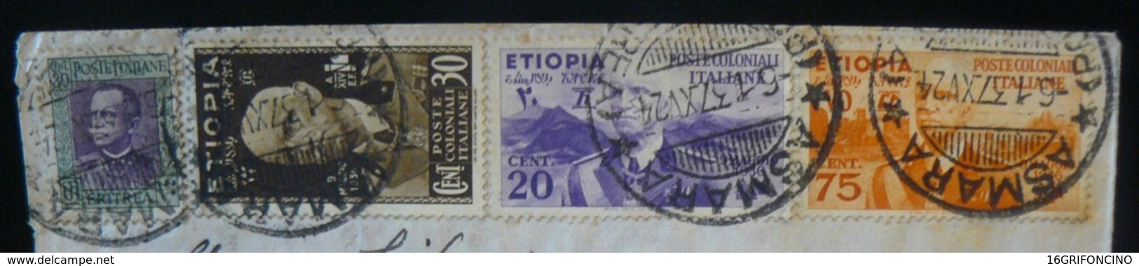 ETIOPIA  1937 - LETTERA VIAGGIATA DA ASMARA X VIGNOLA ( MODENA ) CON FRANCOBOLLI DI ALTO VALORE - Ethiopie