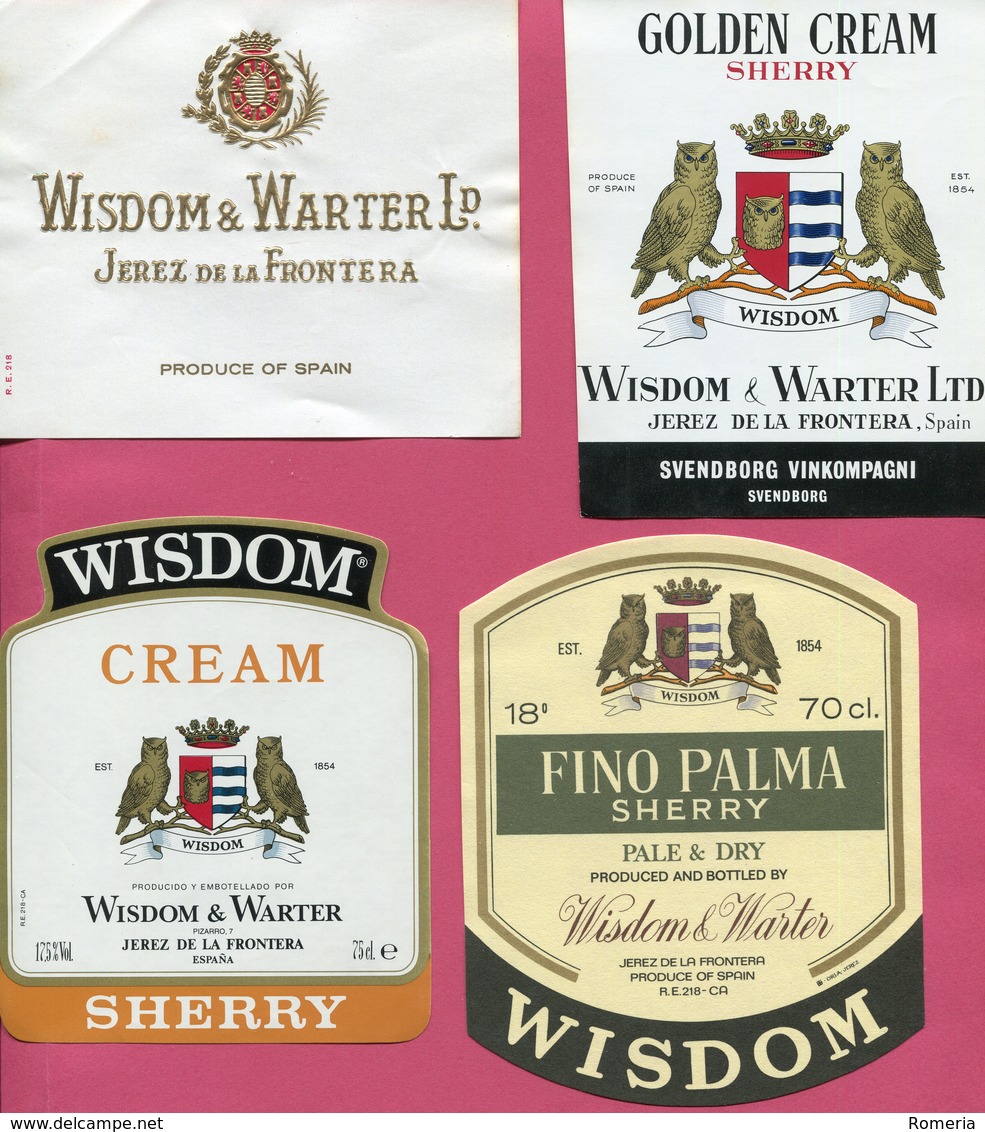 1617 - Espagne - Andalousie - Lot 4 étiquettes Wisdom & Warter Ltd. - Jerez De La Frontera - Other & Unclassified