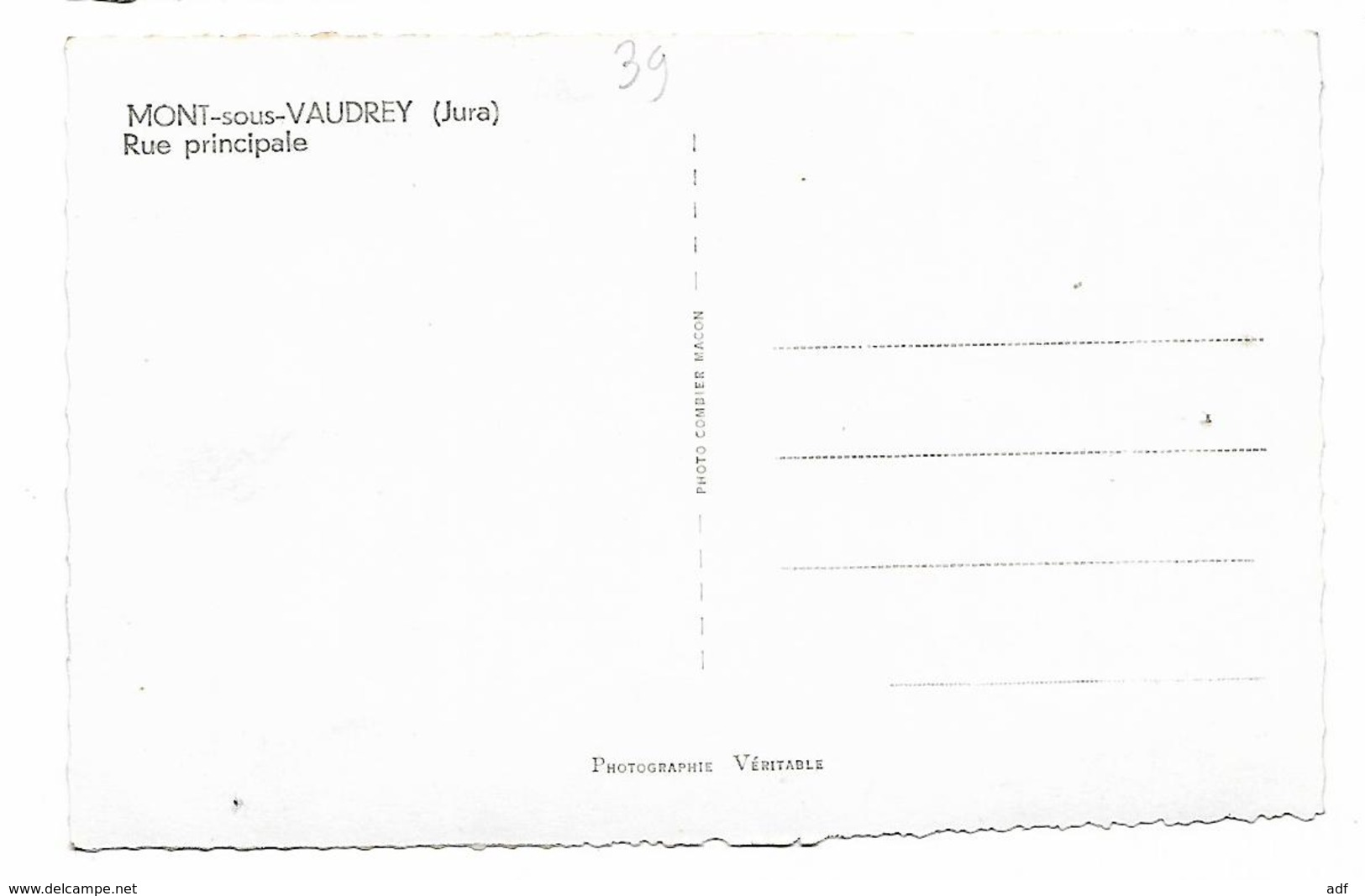 CPSM MONT SOUS VAUDREY, RUE PRINCIPALE, Format 9 Cm Sur 14 Cm Environ, JURA 39 - Autres & Non Classés