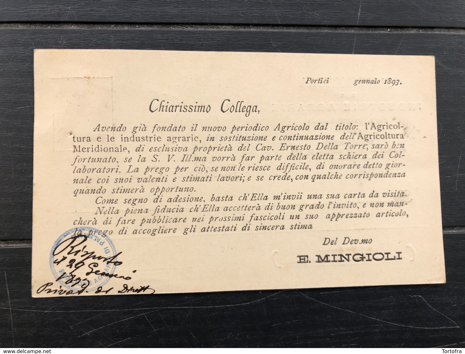 PORTICI PERIODICO QUINDICINALE L'AGRICOLTURA E LE INDUSTRIE AGRARIE  1893  2 - Portici