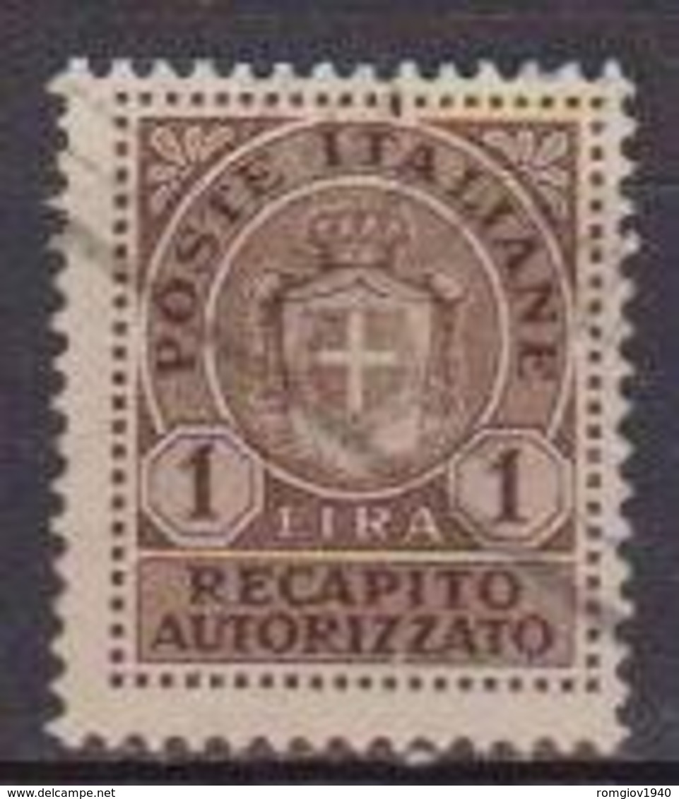 REGNO D'ITALIA LUOGOTENENZA 1946 RECAPITO AUTORIZZATO SENZA FASCI SASS. 7 USATO VF - Autorisierter Privatdienst