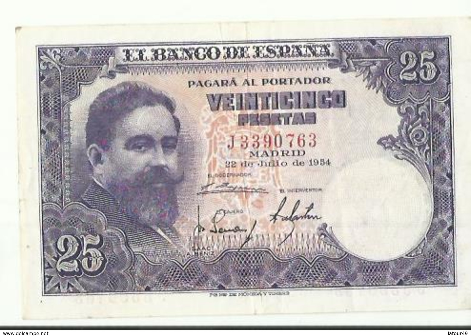 BILLET DE 25....VEINTICINCO PESETAS 1954 TRES BON ETAT - 25 Pesetas