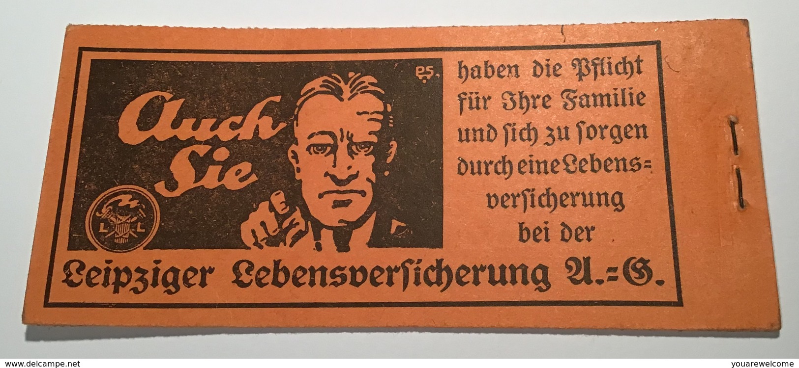 Deutsches Reich 1925 Mi MH 16 ONr 2 Markenheftchen RARITÄT (carnet Booklet Insurance Versicherung Assurance Retraite - Carnets