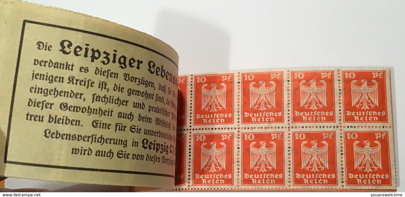 Deutsches Reich 1925 Mi MH 16 ONr 2 Markenheftchen RARITÄT (carnet Booklet Insurance Versicherung Assurance Retraite - Booklets