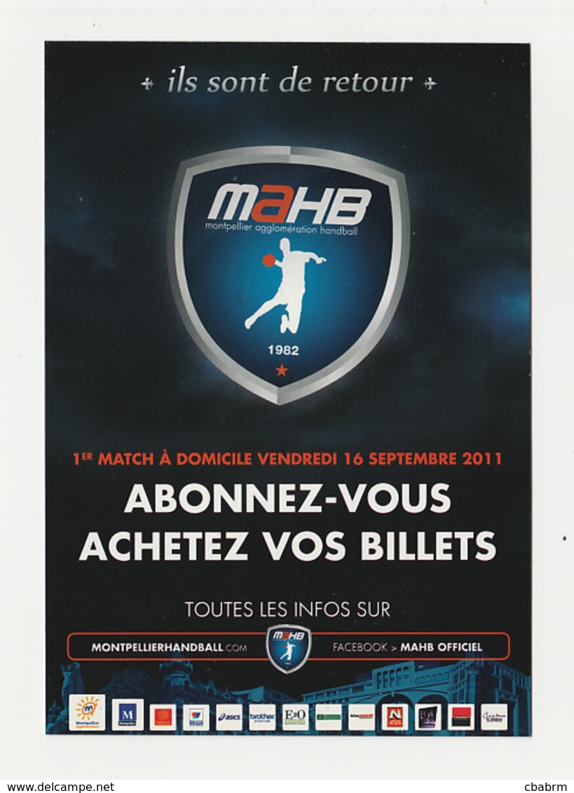 MONTPELLIER Carte Postale Publicitaire HANDBALL MAHB ILS SONT DE RETOUR 1ER MATCH A DOMICILE En 2011 - Handball