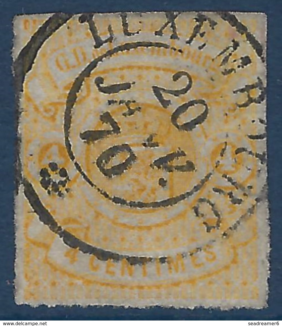 Luxembourg N°15 4c Jaune Vif Oblitéré Dateur Luxembourg 20 Janv 1870 Frappe Superbe !! - 1859-1880 Wappen & Heraldik