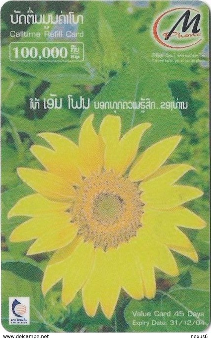 Laos - LTC - M-Phone - Flower #1, Exp.31.12.2004, Remote Mem. 100.000₭, Used - Laos