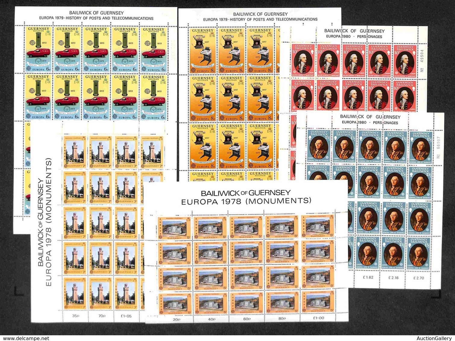 GRAN BRETAGNA - GUERNSEY - 1978/1980 - Europa CEPT (161/162 + 189/190 + 204/205) - 3 Serie Complete Del Periodo In Minif - Altri & Non Classificati