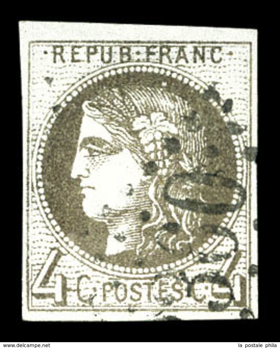 O N°41Bc, 4c Gris-noir, Nuance Rare, Très Jolie Pièce (signé Brun/certificat)   Qualité: O  Cote: 2750 Euros - 1870 Emission De Bordeaux