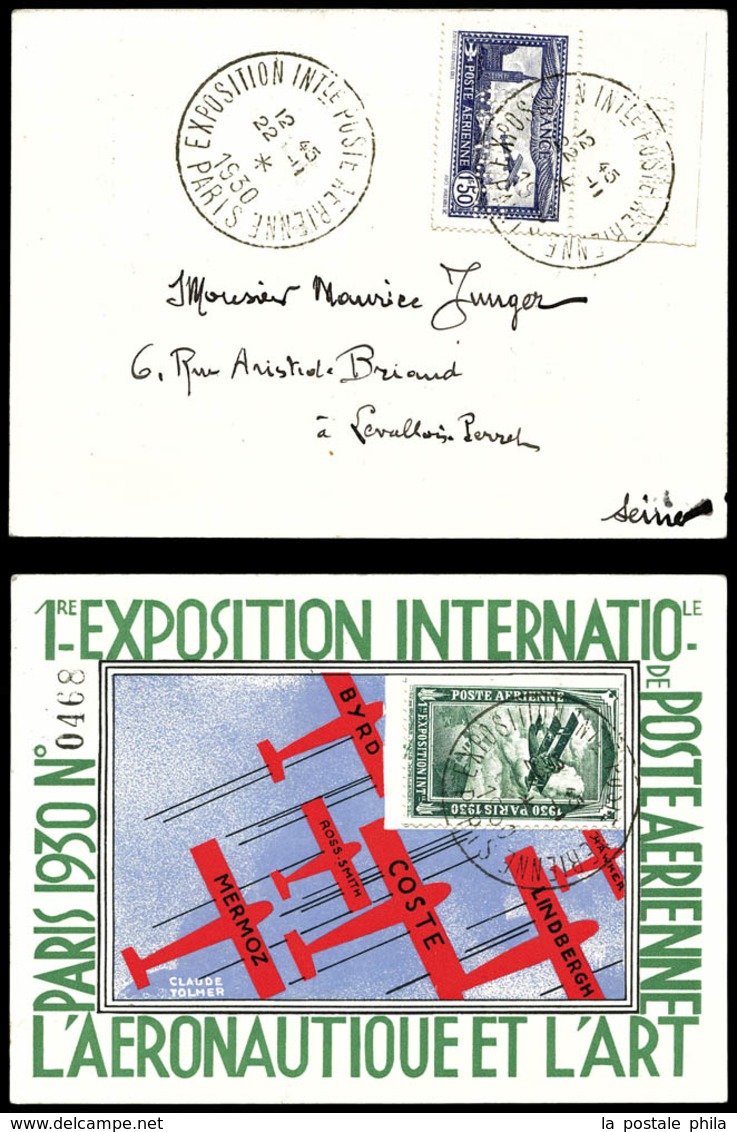 O N°6c, 1F50 Outremer Perforé 'E.I.P.A.30' Sur Carte De L'exposition (verte), Très Jolie Pièce (certificat)  Qualité: O - 1927-1959 Neufs