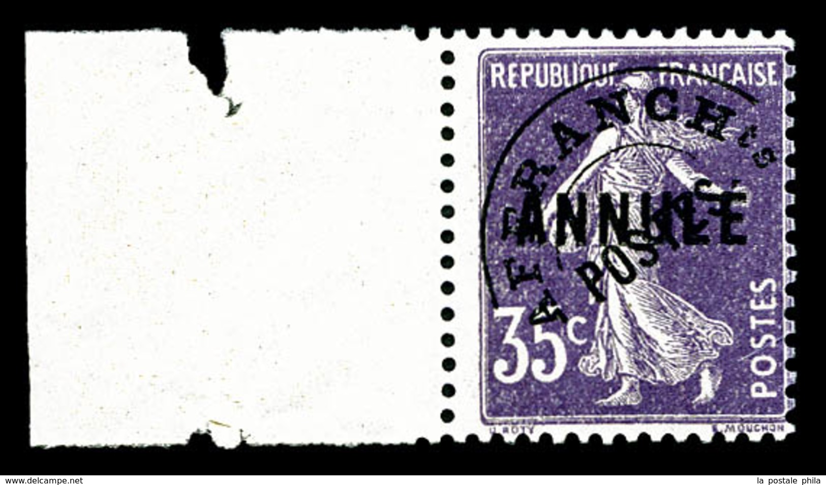 ** N°62-CI 1, 35c Violet Surchargé, Bdf Latéral, SUP  Qualité: **  Cote: 320 Euros - Lehrkurse