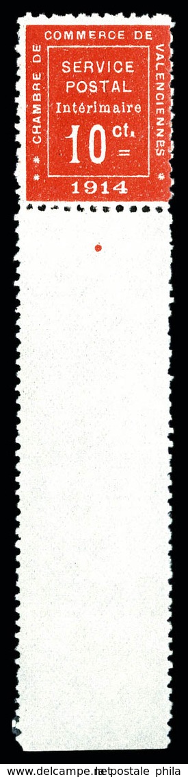 ** N°1, Valenciennes, 10c Rouge Bord De Feuille Integral, SUP (certificat)  Qualité: **  Cote: 1100 Euros - Guerre (timbres De)