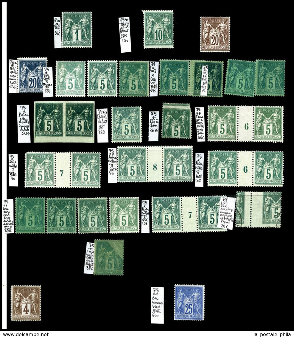 N 1876/1900. SAGE, Jolie Collection De Timbres Neufs ** Et *dont Variétés (piquages à Cheval, Recto-verso, Type Se Tenan - Collections