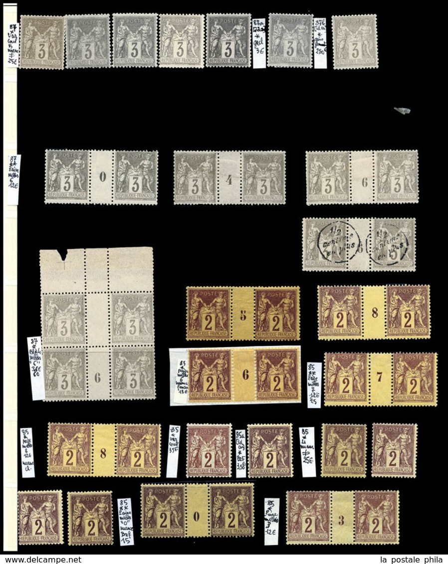 N 1876/1900. SAGE, Jolie Collection De Timbres Neufs ** Et *dont Variétés (piquages à Cheval, Recto-verso, Type Se Tenan - Collections