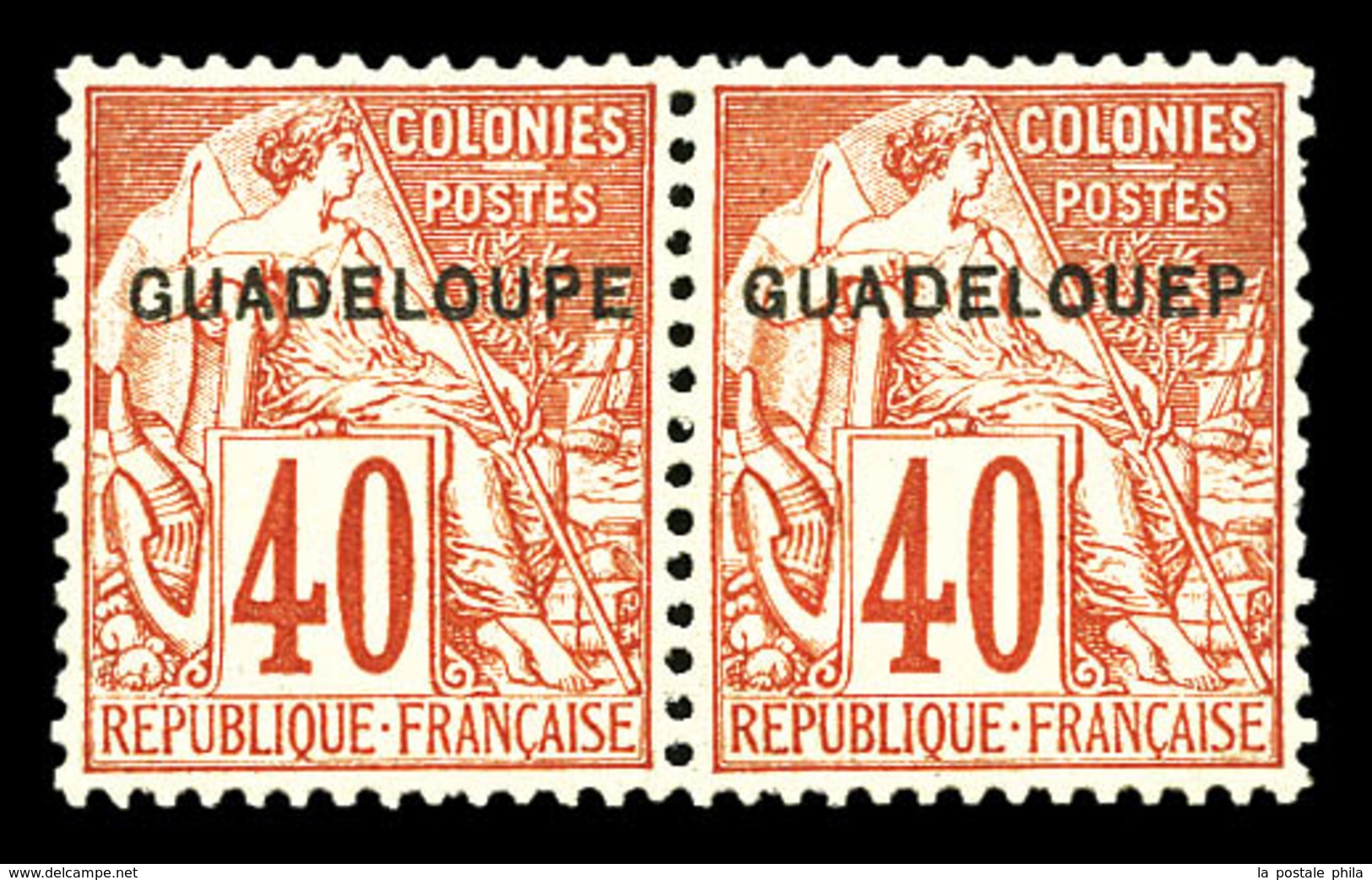 * N°24aD, 40c Rouge-orange: 'GUADELOUEP' Tenant à Normal, Très Bon Centrage. SUP (signé/certificat)  Qualité: *  Cote: 9 - Nuovi