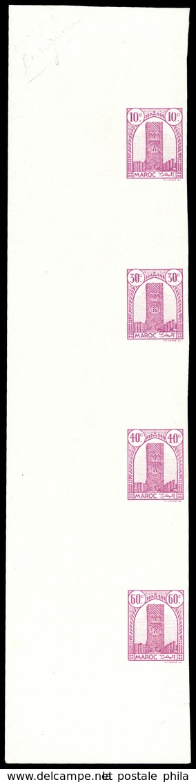 ** Tour Hassan: épreuve De Couleur Collective Gommée 10c, 30c, 40c Et 60c Rose. R.R. TTB (certificat)  Qualité: ** - Used Stamps