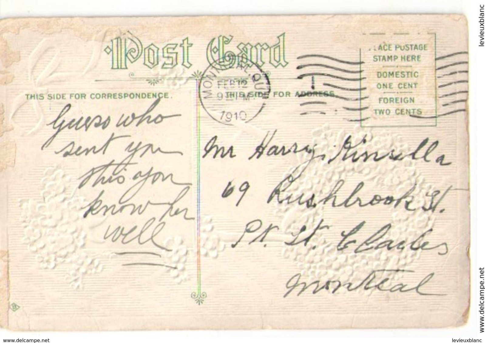 Carte Postale Ancienne De Voeux /Best Wishes /Montréal /Québec // / Canada / 1910  CVE172 - Año Nuevo